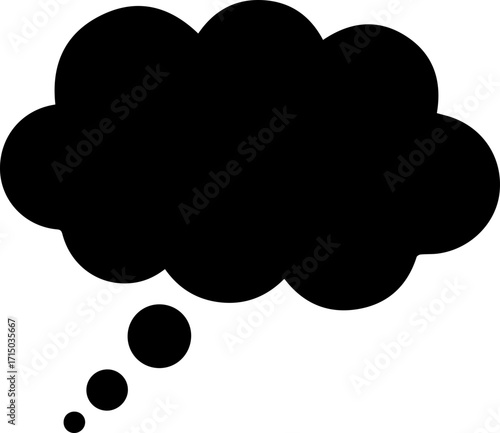 Abstract black thought bubble icon representing ideas, brainstorming, and contemplation