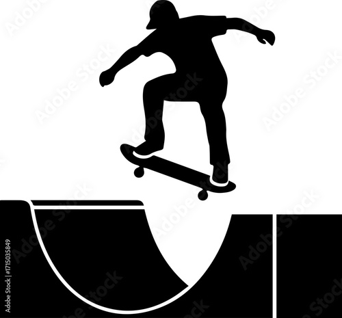Dynamic skateboarder soars over ramp in thrilling aerial trick, capturing extreme sports energy and youthful freedom.