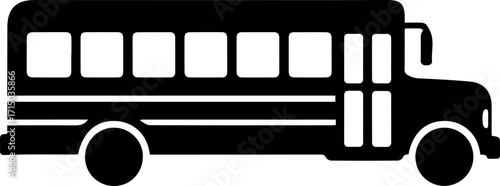 Classic black school bus silhouette symbolizing education and student transport ready for any design.