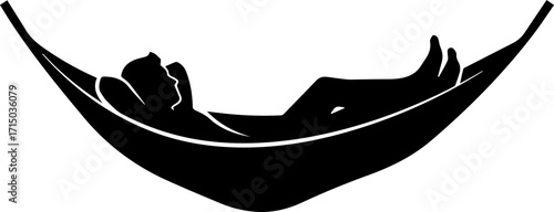 Person relaxing peacefully in a suspended hammock outdoors, embracing serene leisure and tranquility.