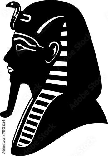 Majestic pharaoh profile with cobra headdress embodies ancient Egyptian power and regal authority