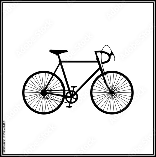 Sleek black bicycle illustration ready for urban commute or athletic adventure