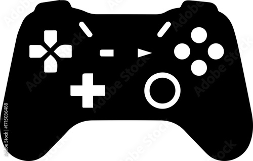 Sleek black video game controller icon for modern gaming and entertainment platforms