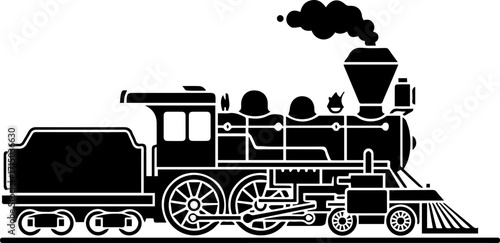 Powerful vintage steam locomotive billowing smoke, iconic symbol of industrial revolution and travel