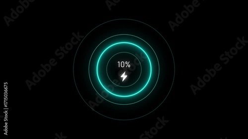 Wallpaper Mural Battery loading screen at 10%, screen cell phone display while battery charging system. Circle loading interface displaying, on a black background. 4k Torontodigital.ca