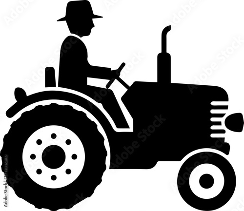Farmer driving vintage tractor on sunny day, cultivating fields for abundant harvest