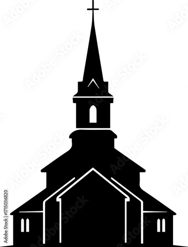 Elegant silhouette of a classic church steeple, evoking serenity and faith for community gatherings