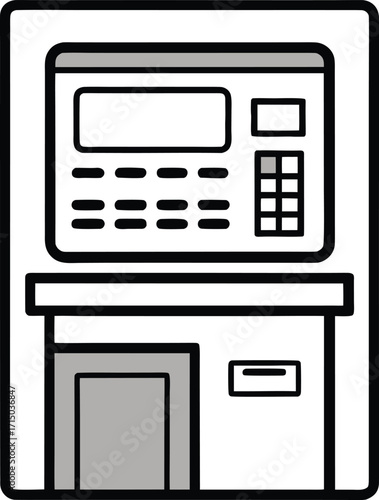 ATM Machine Vector Icon, Banking ATM Machine Vector, Financial Transaction ATM Symbol