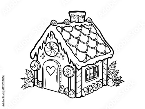 gingerbread house with simple candy decorations