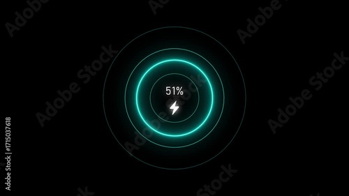 Wallpaper Mural Battery loading screen at 51%, screen cell phone display while battery charging system. Circle loading interface displaying with a glowing radio wave, on a black background. 4k Torontodigital.ca