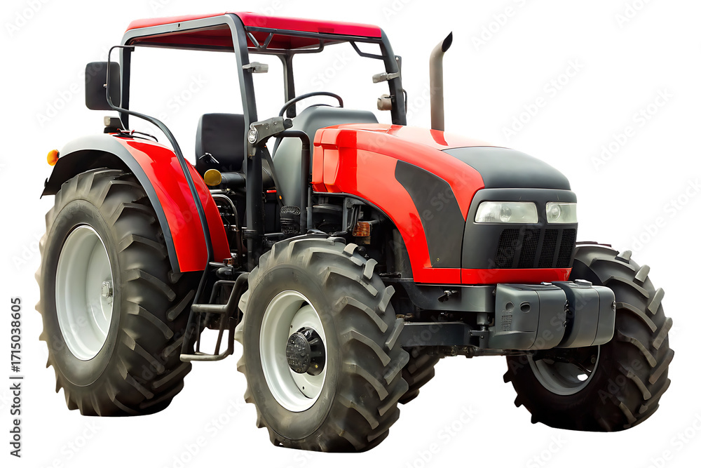 Obraz premium Red tractor isolated on a transparent background vehicle