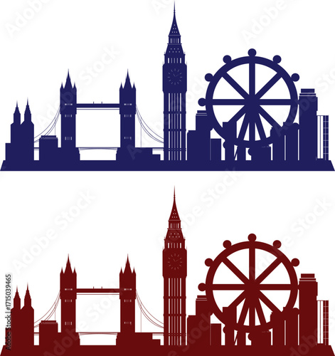 London Skyline Vector Design – City Silhouette and Famous Landmark Illustration