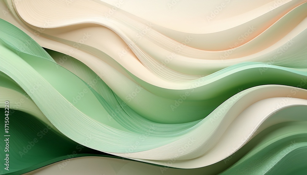 Fototapeta premium Soft Green And Beige Tones Blend In Gentle Abstract Background Creating Calm And Peaceful Atmosphere For Design Projects