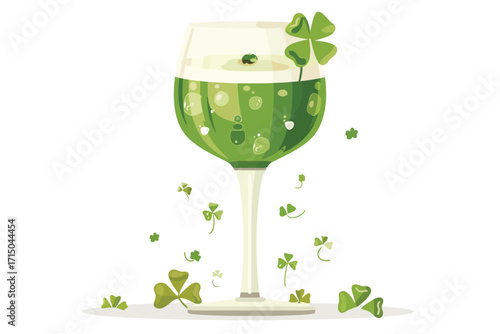 Saint Patricks Day cocktail holding isolated