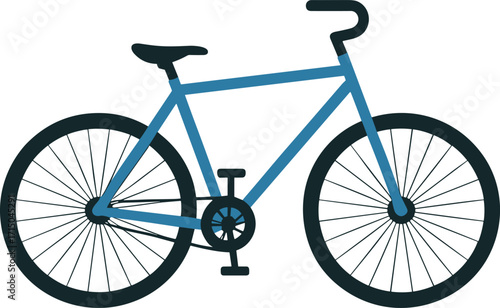 Classic blue bicycle illustration with black wheels and seat