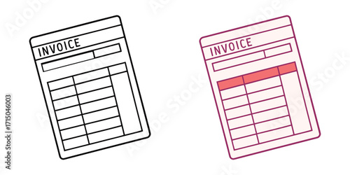 Invoice icon set two stylized paper documents financial billing receipt paperwork document vector