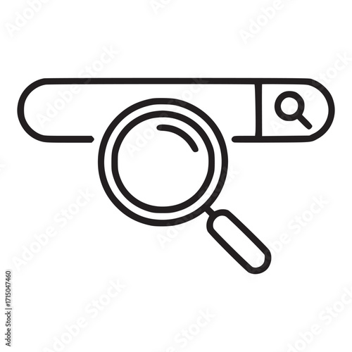 Vector art of search bar with magnifying glass icon a simple outline design of a search bar and a magnifying glass, representing the action of searching or looking for information