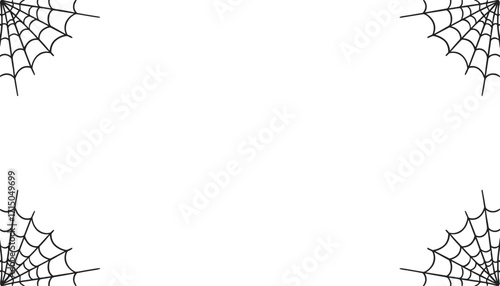 Simple spider web corners on white background Halloween spooky horror design element