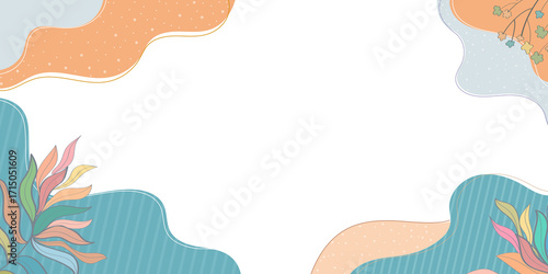 Pastel abstract background frame with floral elements