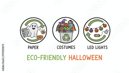 EcoFriendly Halloween recycle paper reuse costumes and manage LED lights responsibly
