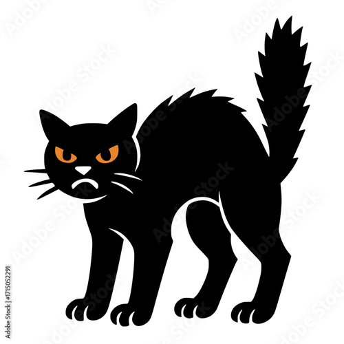 Angry black cat cartoon with arched back and orange eyes
Keywords:
Angry black cat cartoon with arched back and orange eyes
