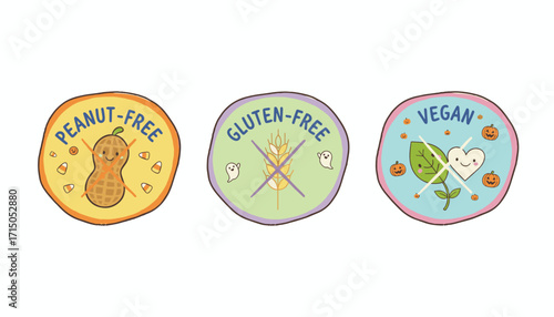 Cute Halloween food labels for peanutfree glutenfree and vegan diets Allergy awareness healthy eating