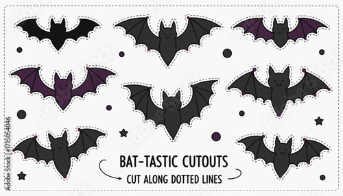 Cute Halloween bat cutouts perfect for crafts spooky decorations and kids activities
