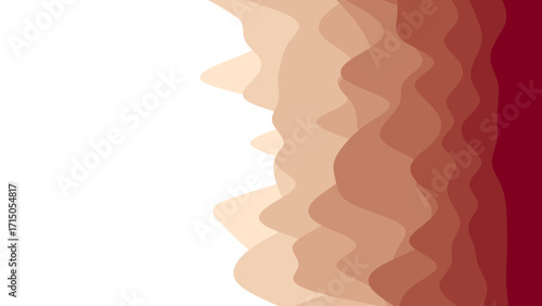 Modern abstract background with wavy, overlapping layers in a warm gradient of beige, brown, and deep red. Ideal for branding or marketing.