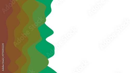 Wavy organic shapes in earthy green and brown hues on a clean white background, creating a calm, natural, and flowing design element for various projects.