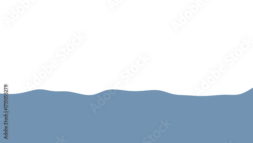 Stylized blue water surface with gentle waves on a clean white background, ideal for graphic design, presentations, and conceptual illustrations related to liquids or flow.
