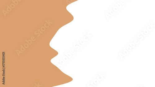 Abstract background featuring a wavy, organic brown shape against a clean white backdrop, providing ample copy space for design projects and presentations.