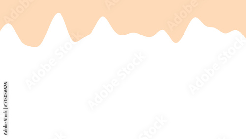 Smooth, wavy light orange liquid drip or melting dessert background on clean white, ideal for food, design, and sweet concepts.