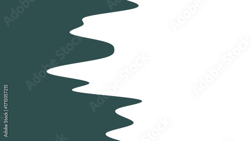Abstract graphic design featuring a dark teal wavy line creating a dynamic border against a clean white background. Ideal for modern digital layouts or text overlay.