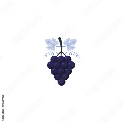 Simple Grape Cluster with Leaves Icon