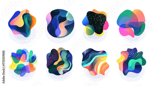 Abstract Colorful Fluid Shapes Design Elements.