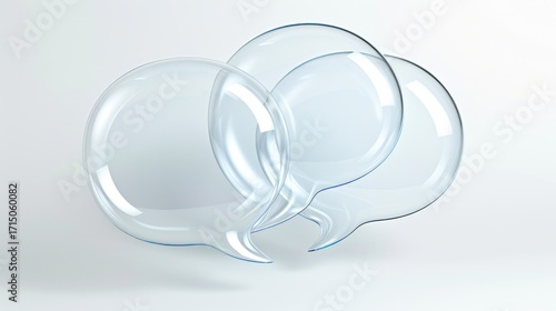 Transparent Glass Speech Bubbles:  Conceptual Communication and Dialogue