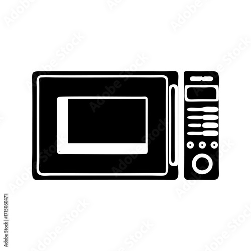 Modern Microwave Oven Icon silhouette A sleek, minimalist icon of a microwave, perfect for representing modern kitchen appliances in graphic designs.