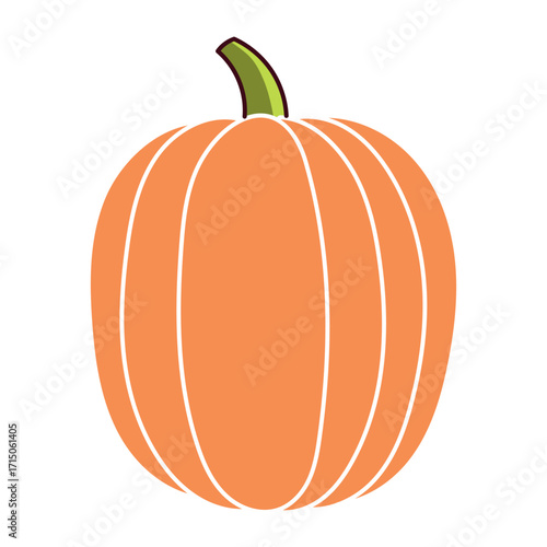 Pumpkin, squash, autumn vegetable isolated on transparent. Hand drawn vector illustration. Flat design. Halloween, Thanksgiving, harvest festival traditional holiday element, seasonal clip art