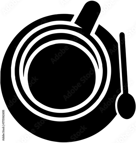 a coffee cup silhouette from above template design