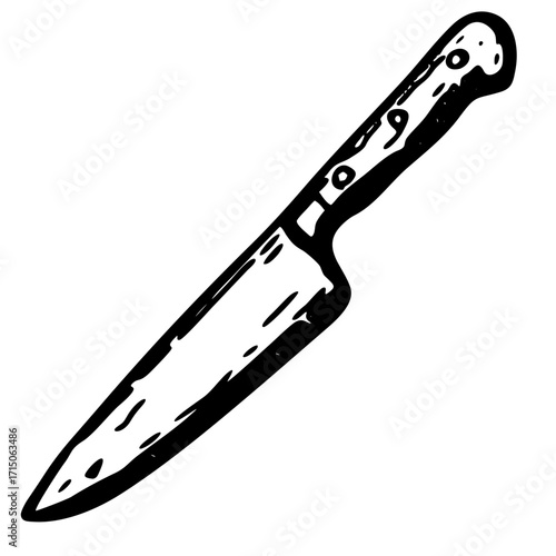 vector a Knife isolated on white background with sharp steel blade and black handle