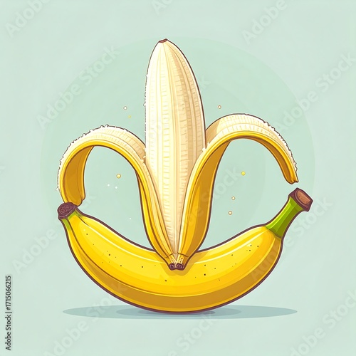 Peeling banana, vibrant colors