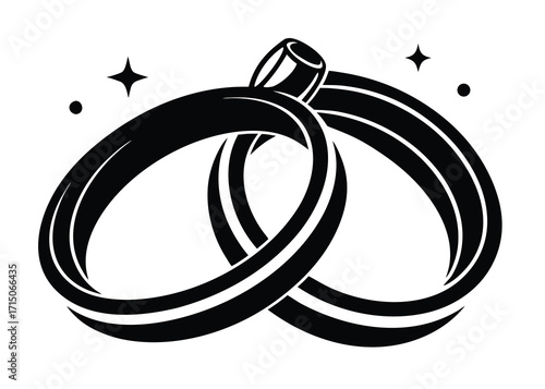 wedding rings silhouette vector art icon