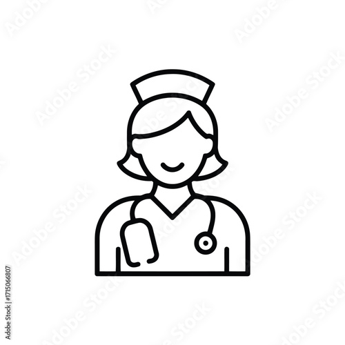 Doctor or Nurse Icon Wearing Uniform with Stethoscope Medical Professional Design Element