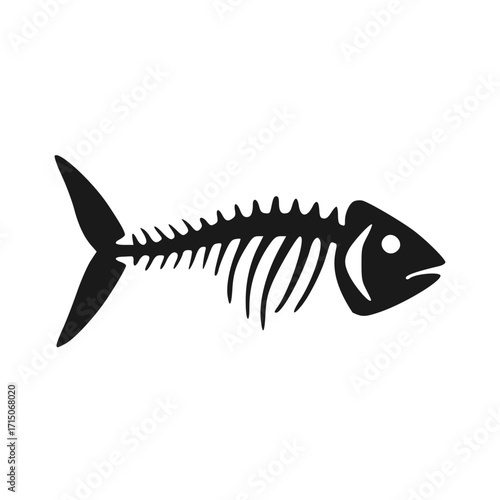 Striking black fish skeleton icon conveying a sense of finality or depletion for impactful designs
