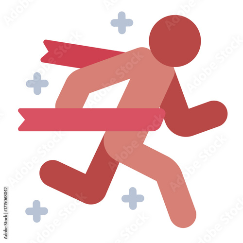 finish flat icon showing athlete crossing the goal line