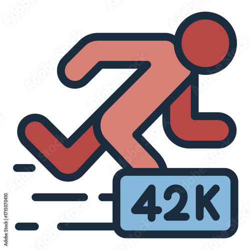 marathon filled line icon for long distance running activity