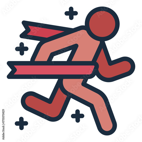 finish filled line icon showing athlete crossing the goal line