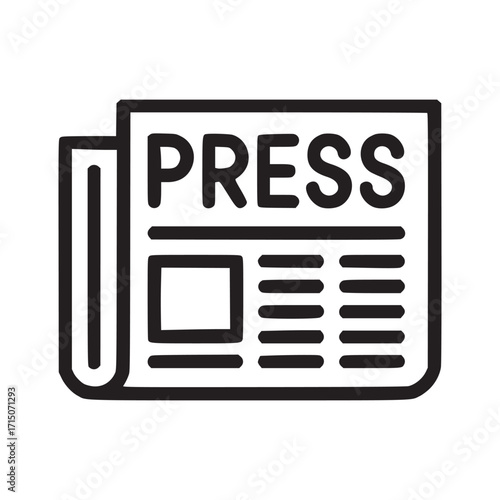 Vector art of press icon symbol of news, journalism, and media simple vector illustration of a newspaper, representing information, communication, and current events