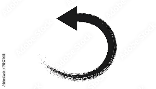 Simple black curved arrow on white background