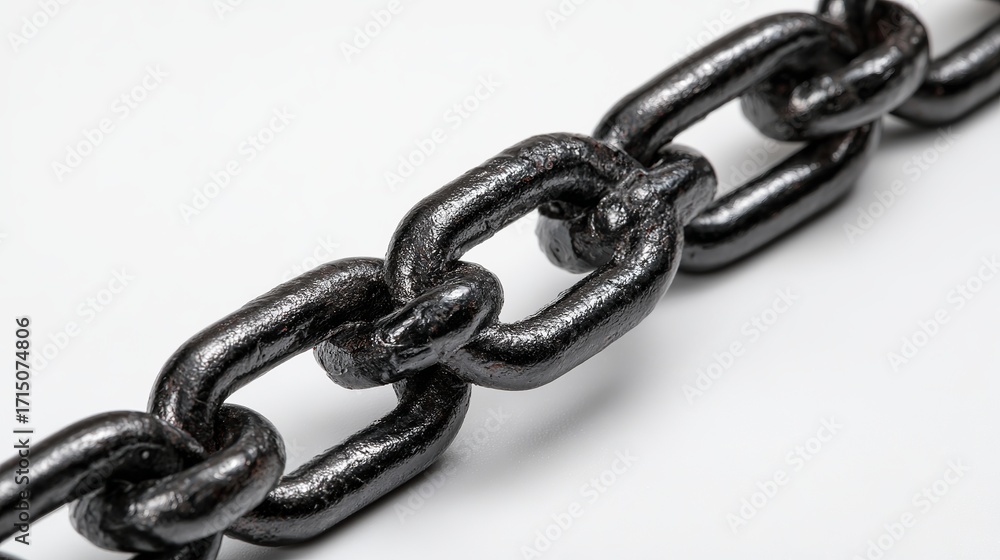 Obraz premium Strong industrial black metal chain links connected securely for heavy duty applications